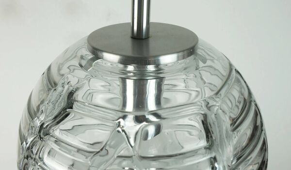 N° 1 sur 2 - élégante lampe suspension doria en verre transparent et gris fumé années 60-70