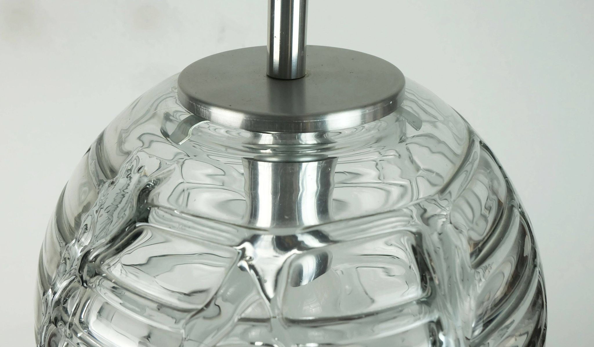 No. 1 of 2 - elegant doria pendant lamp clear and smoke grey glass 60s 70s