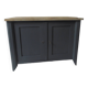Small low Parisian sideboard re-enchanted in slate gray, medium oak waxed top.