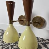 Pair of metal diabolo wall lights