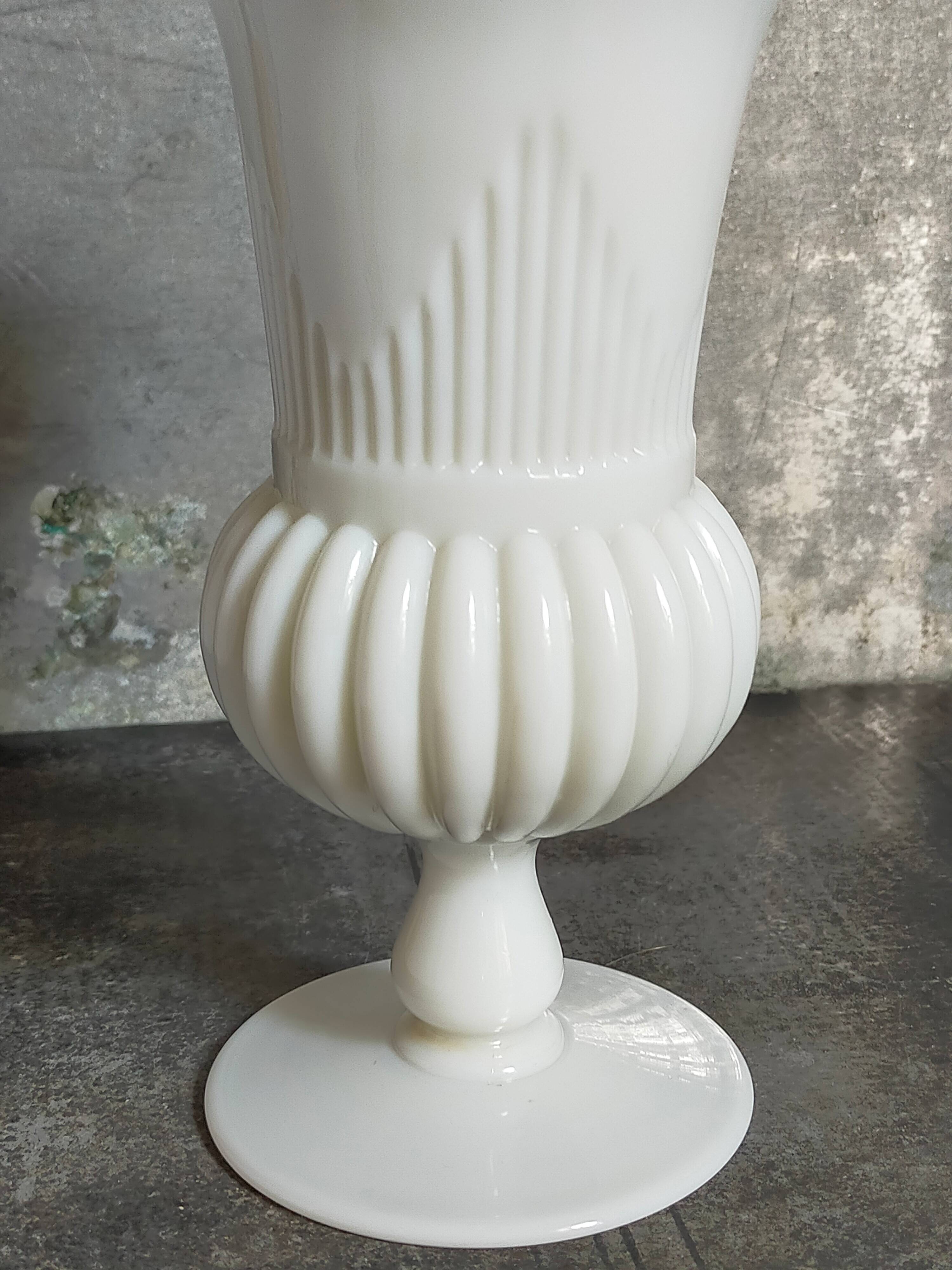 Antique milk glass baluster vase early 20th century
