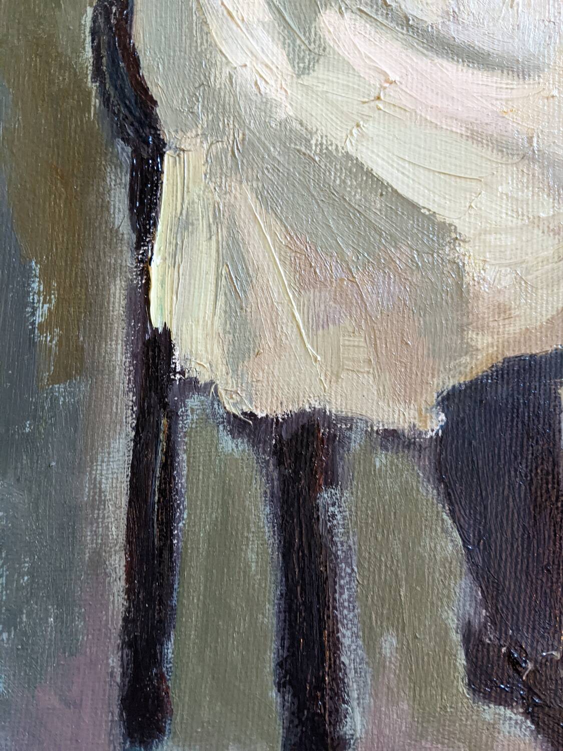 Old acrylic painting on canvas, country decoration.