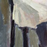 Old acrylic painting on canvas, country decoration.