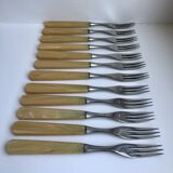 Set of 8 forks with horn dessert 60s