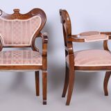 Ensemble de sièges restauré en chêne Biedermeier, noyer, construction stable, Autriche, années 1840