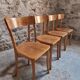 Set of 4 French bistro chairs, beech and plywood, 1960s, mid-century dining chairs.