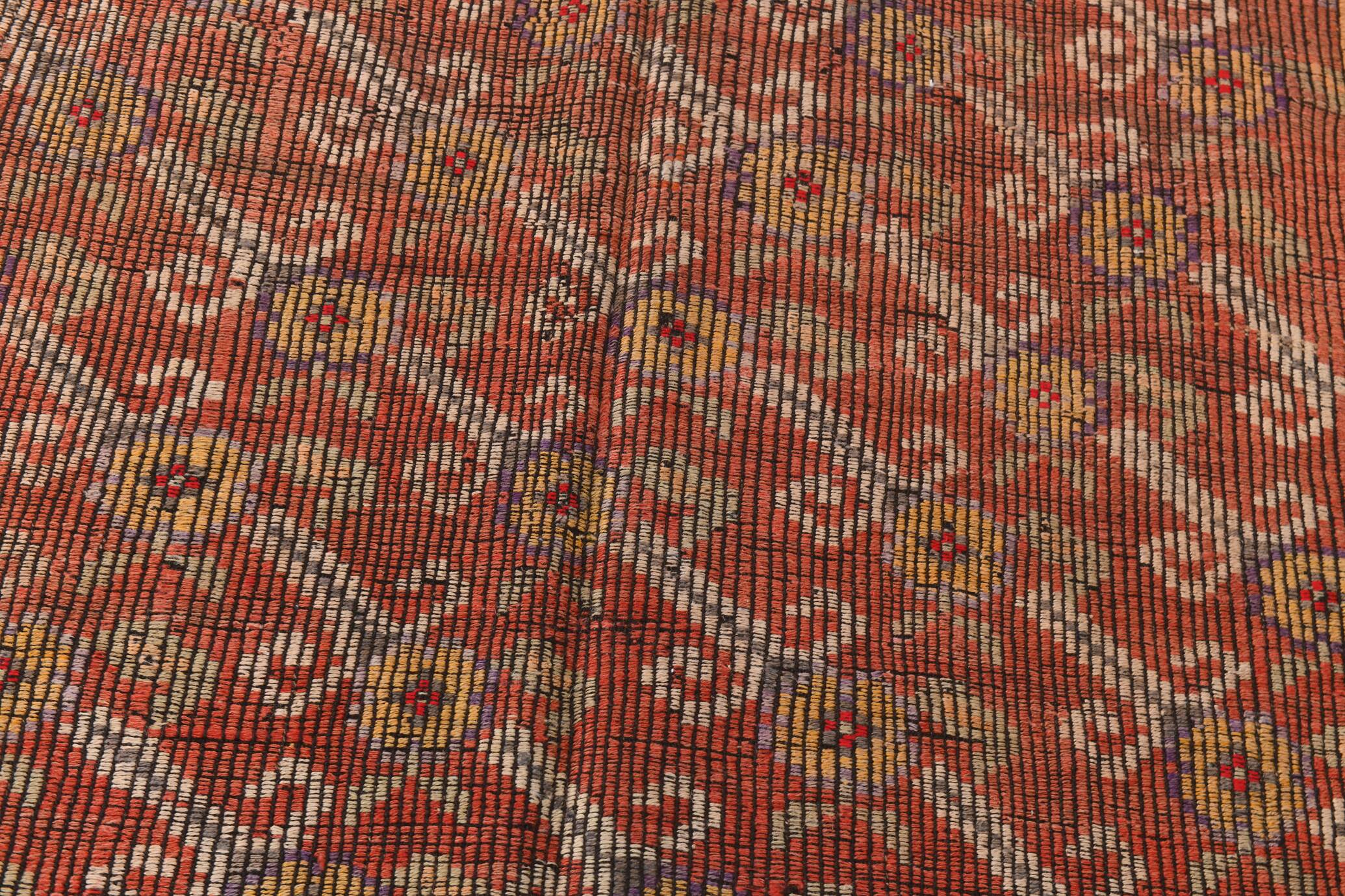 Rug For Living Room Red Turkish Kilim Rug, 151x336Cm