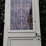 Porte d’entrée 264x99cm ancienne noyer chêne grille fer forgé panneau vitré