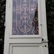 Entrance door 264x99cm old walnut oak wrought iron grille glass panel
