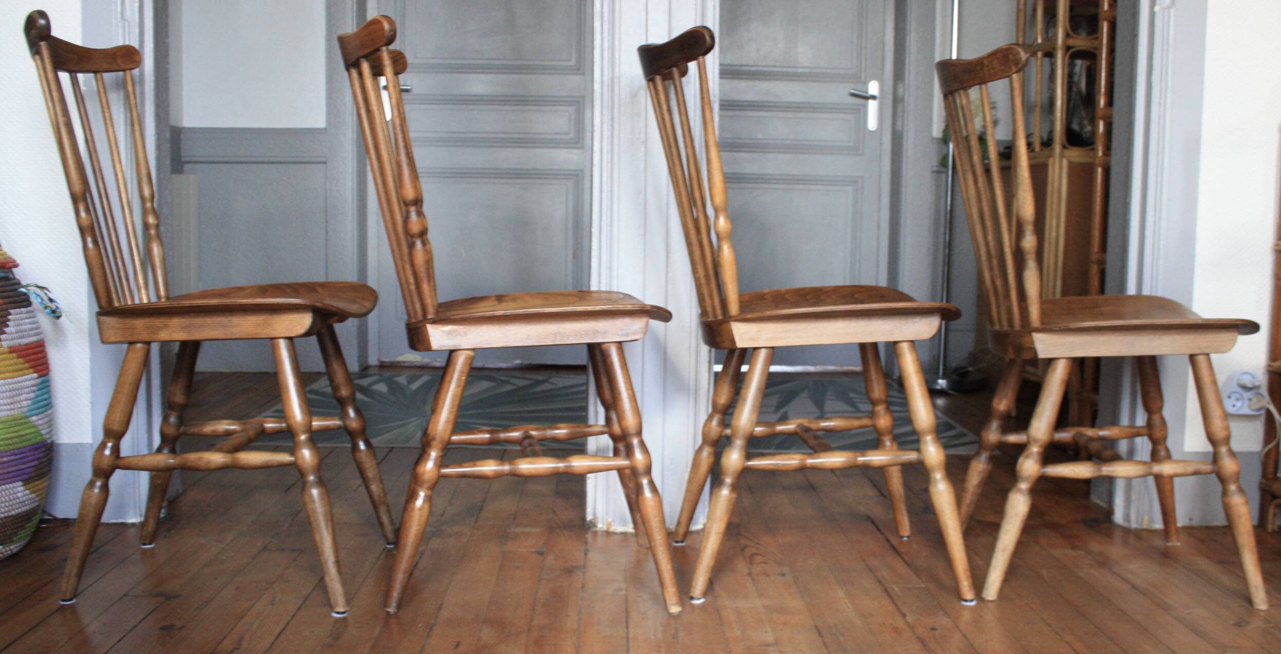 Set of 4 Tacoma Baumann slatted chairs