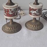 Pair of vintage brass/ceramic lamps