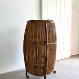 Vintage Bar Sports in bamboo and wicker bar cart, 1970s