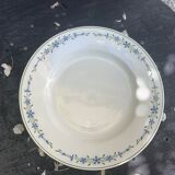 8 assiettes plates à motif de fleurs bleues faïencerie niderviller moselle france art déco