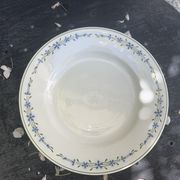 8 flat plates with blue flower pattern earthenware niderviller moselle france art deco