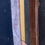Miroir Inde Rajasthan dans un ancien encadrement  en bois de Teck 18ème superbe usure et patine