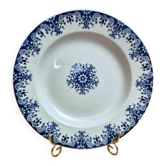 Semi-deep plate Terre de Fer Clairefontaine LG Normandy 19th century blue decoration