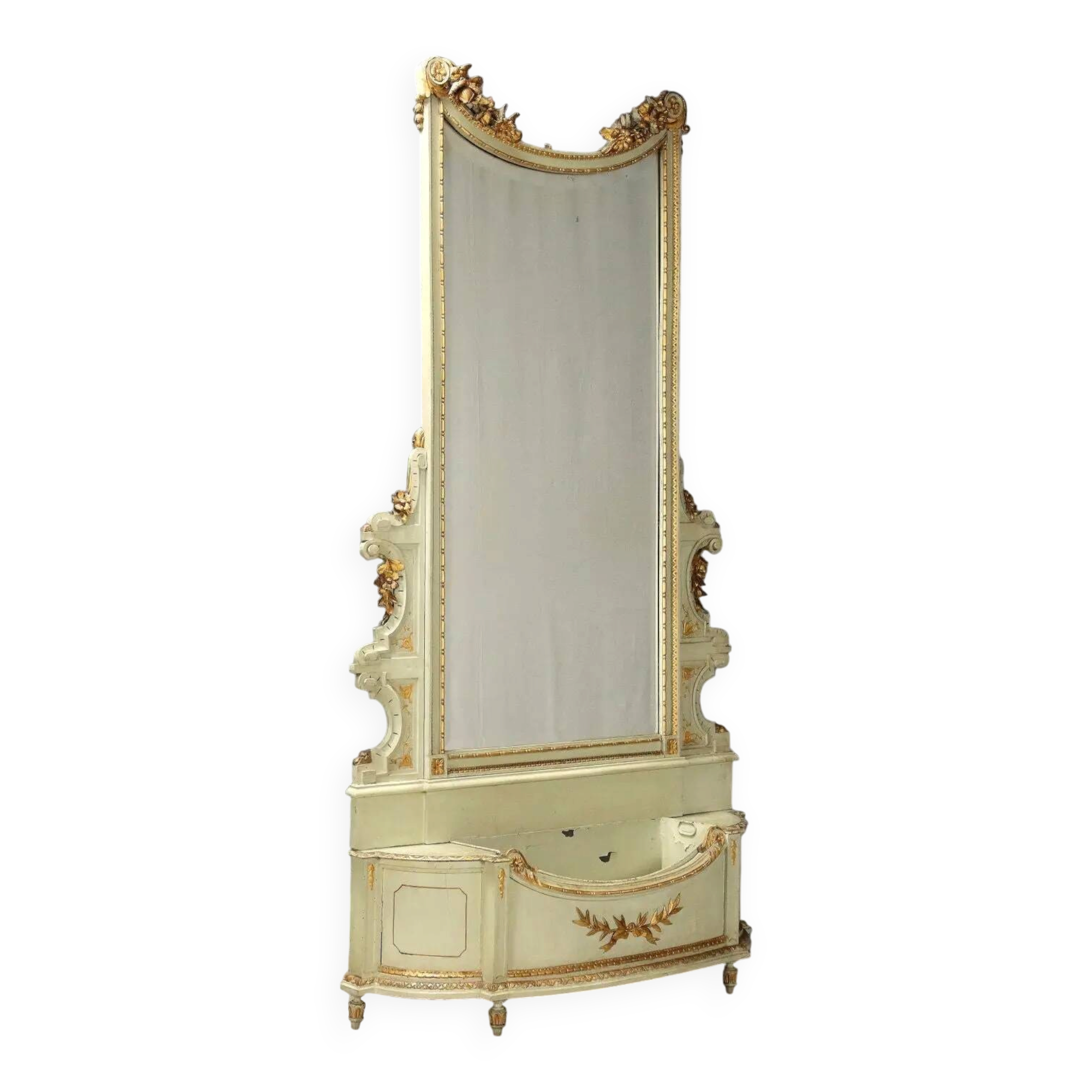 Antique neoclassical mirror in lacquered wood, 19th century