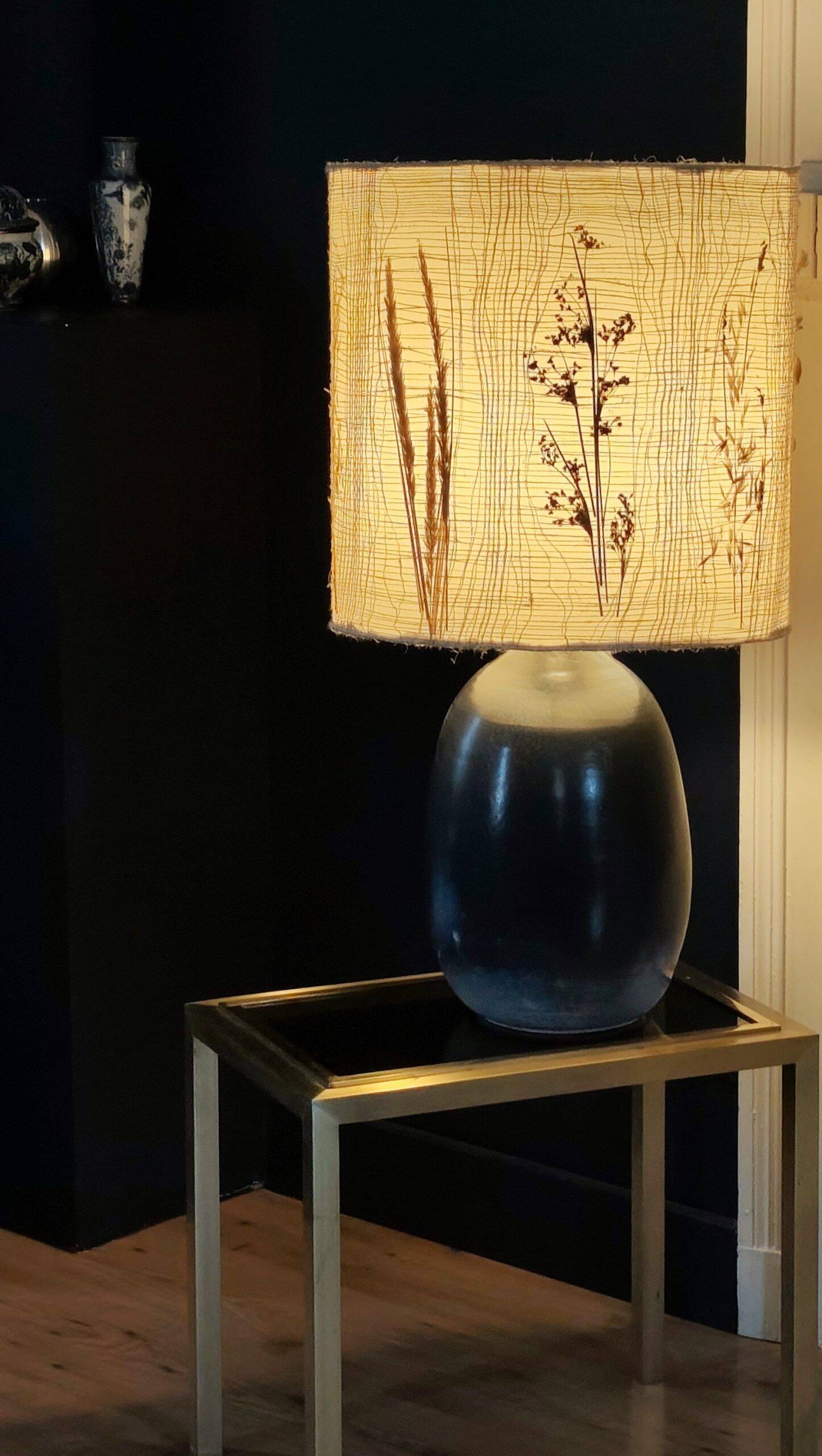 Vintage ceramic lamp, herbarium lampshade
