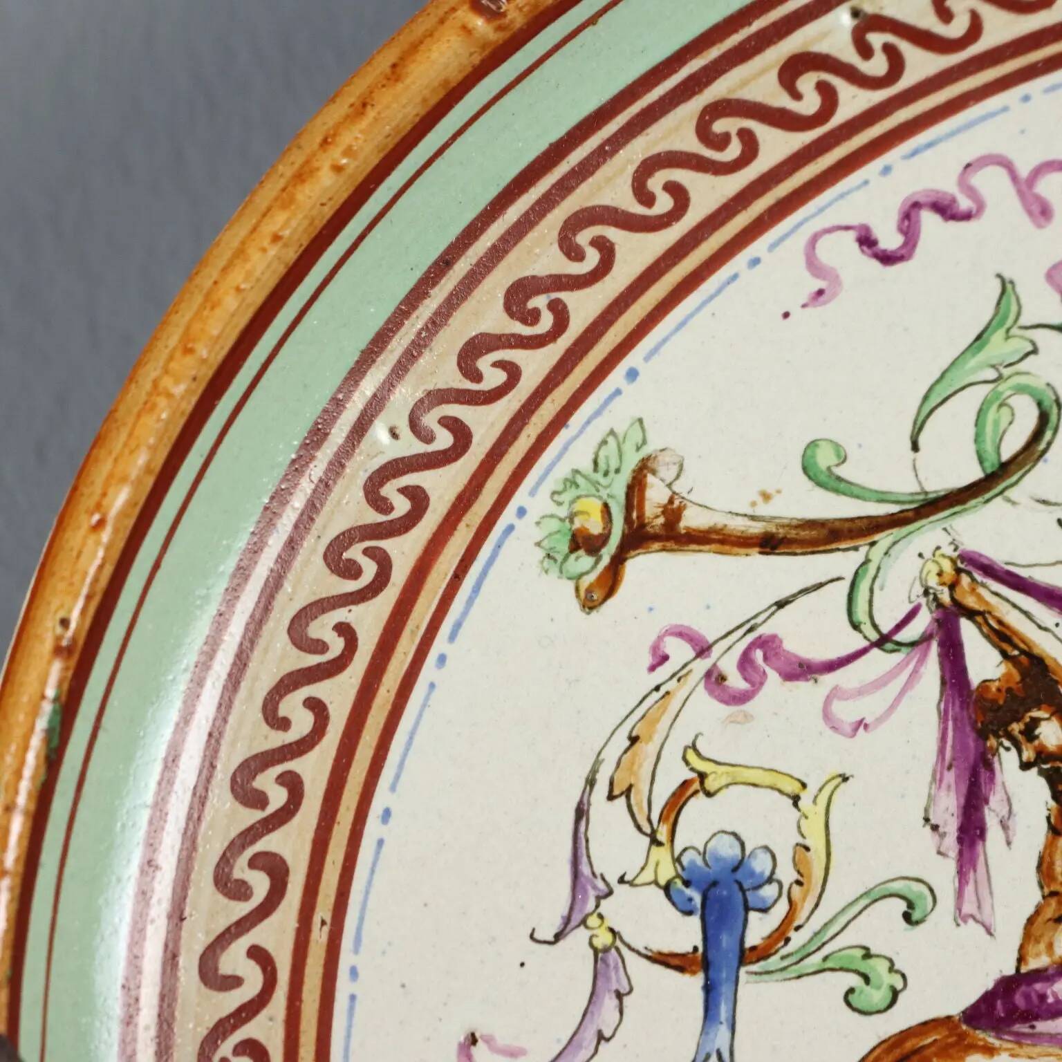 Antique majolica plate decorated with fruits, Italy, 20th century.