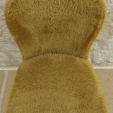 1950s compass foot sheepskin chair covered in sheepskin fabric