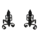Pair of Wrought Iron Andirons with Obelisk and Belt Motifs
