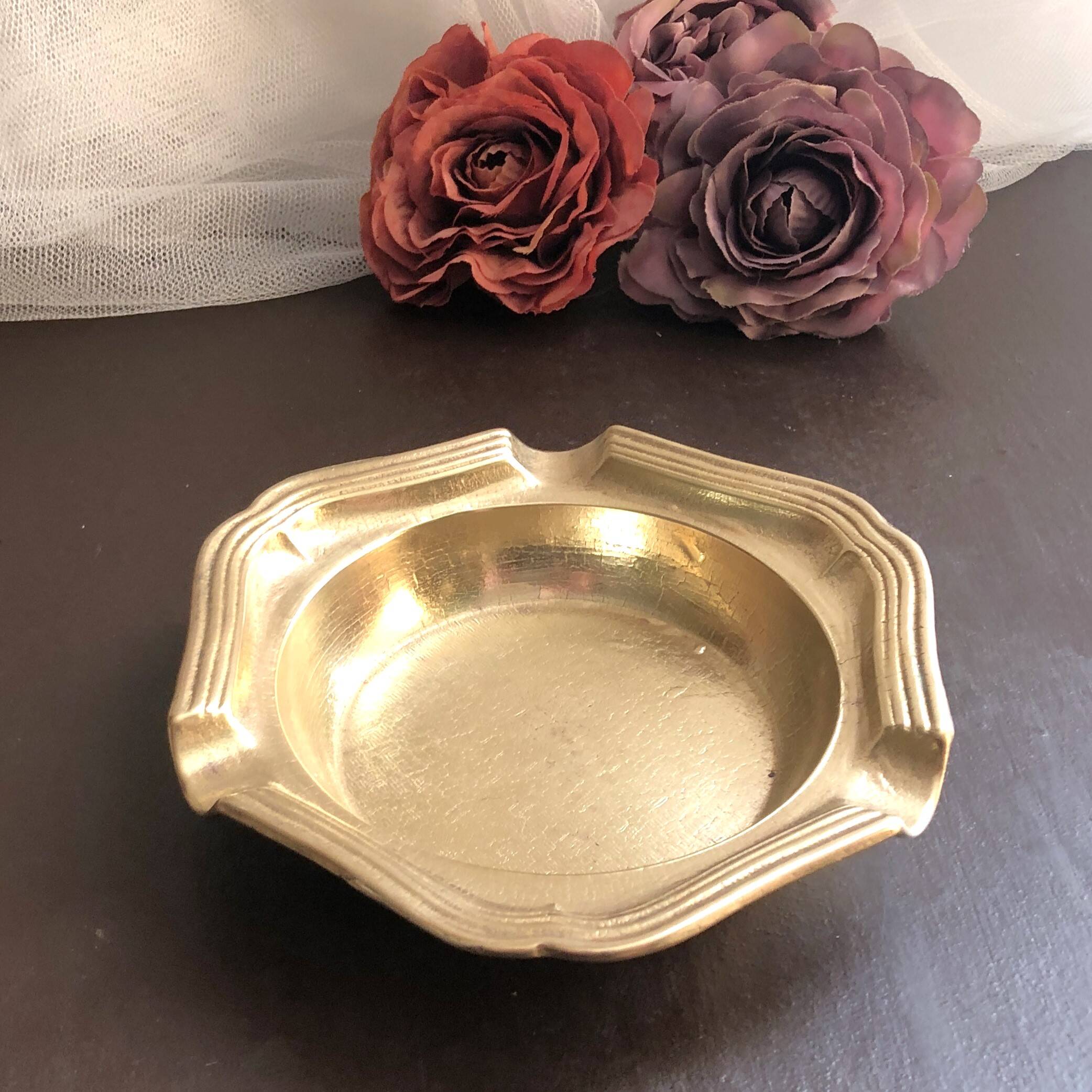 Retro golden brass ashtray