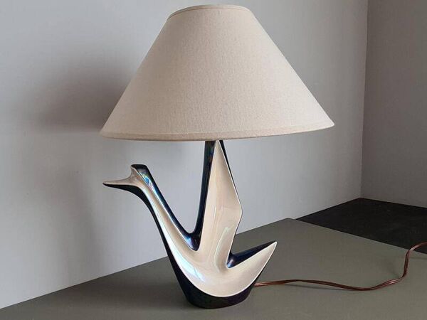 Lampe de table vintage en céramique – lampe sculpturale milieu du siècle – éclairage moderne art déco – lampe statement style designer – design français