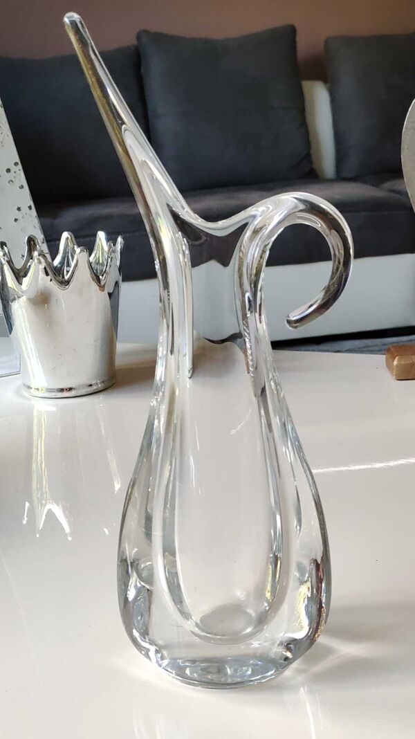 Vase soliflore en verre cristallin, par Flavio Poli pour Art Vannes France. Haut 32 cm