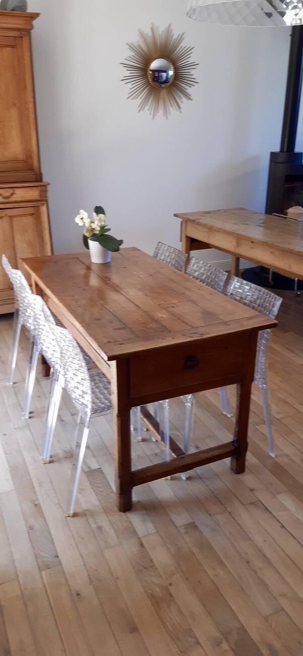 Table de ferme ancienne en bois de hêtre XIXème