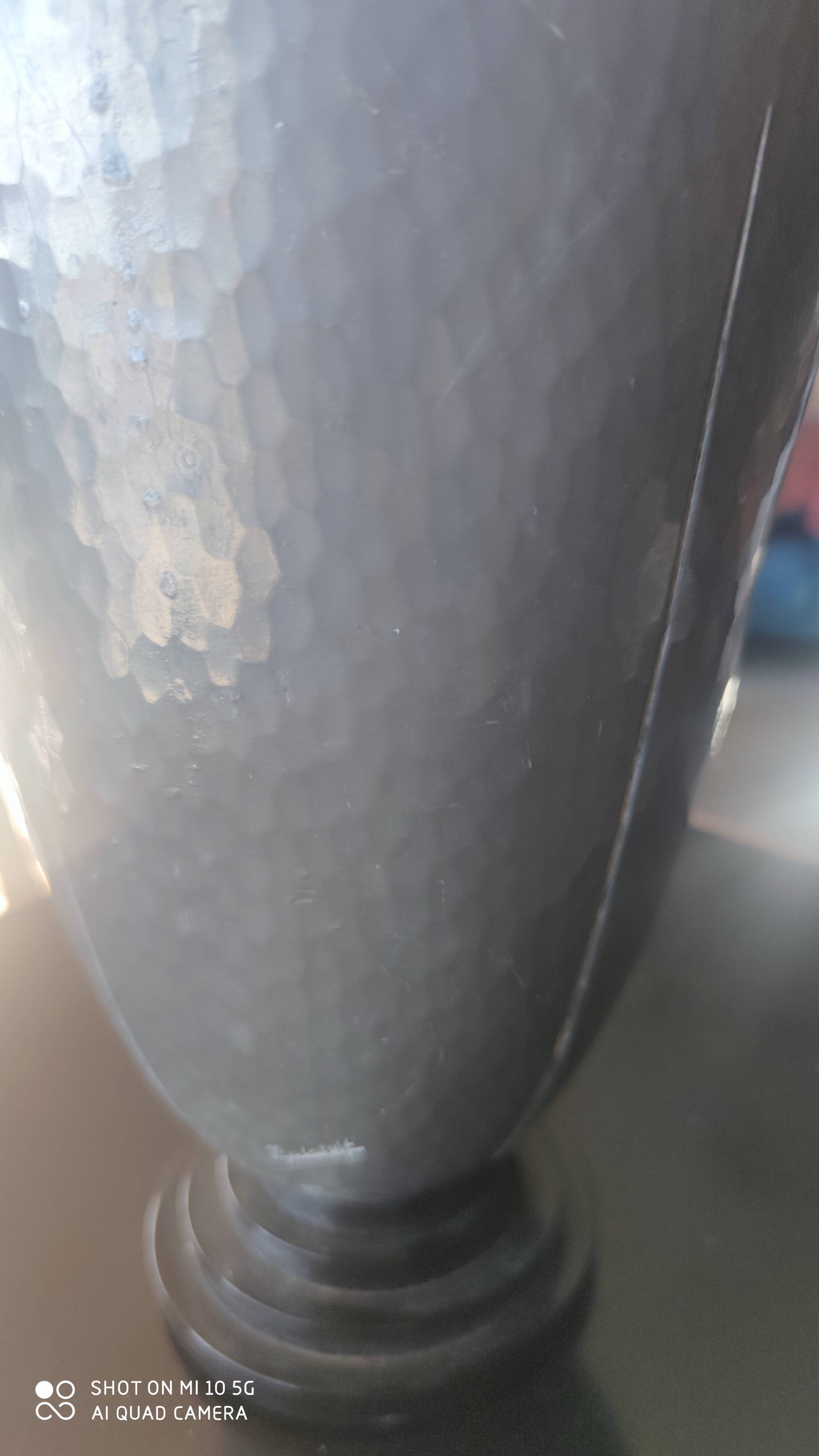 Hammered pewter vase, 1930, by Pierre Amédée Plasait