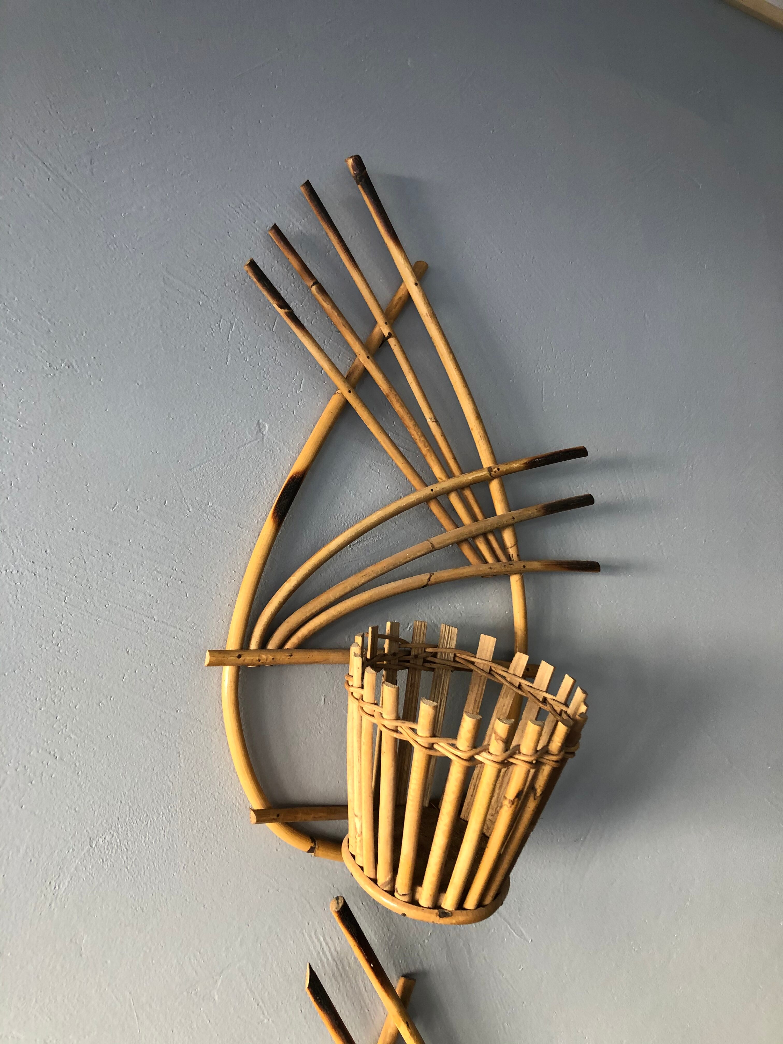 Vintage rattan plant holder