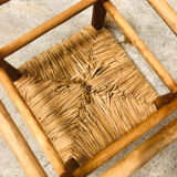 Tabouret bas ancien paillé