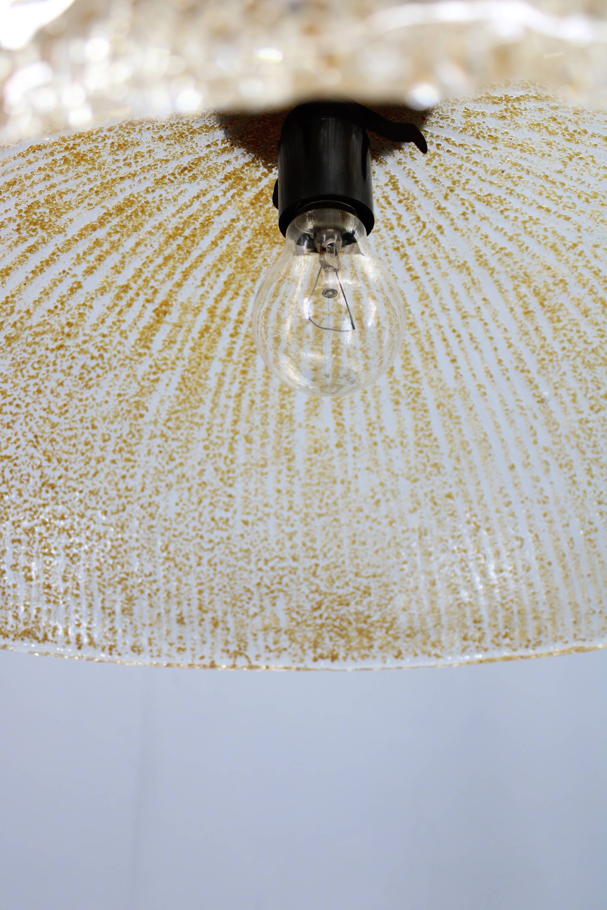 1970s Glass Pendant Light , Italy