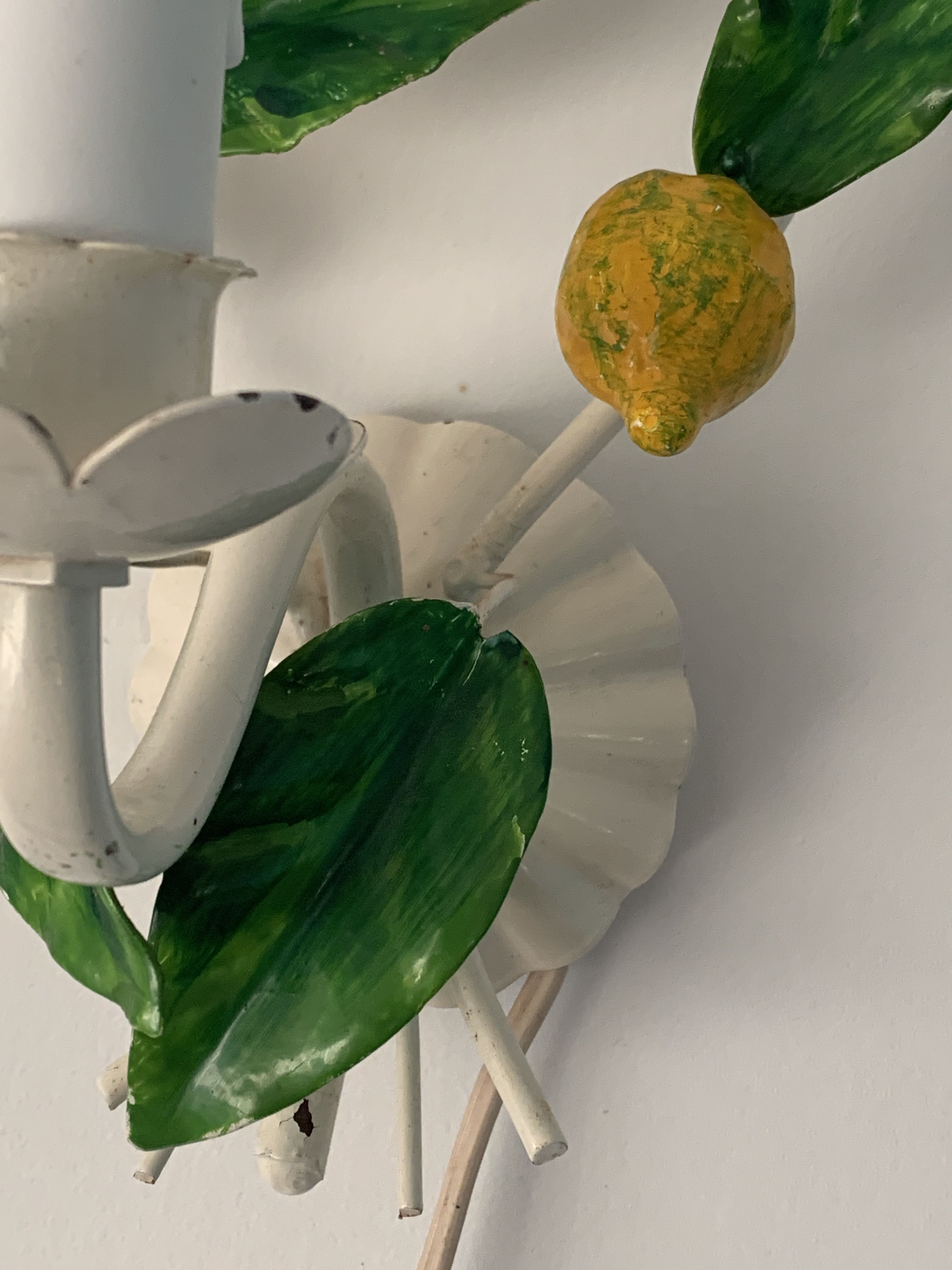 Pair of Italian metal lemon sconces, Firenze House, 1970