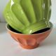 2 large vintage farm bowls in lime green and orange