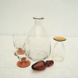 Set of 10 cup and carafe glasses