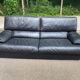 Canapé 3 places en cuir noir design de luxe suisse de Sede DS-47 années 70