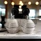 Pair of white, black and silver Art Deco wall lights