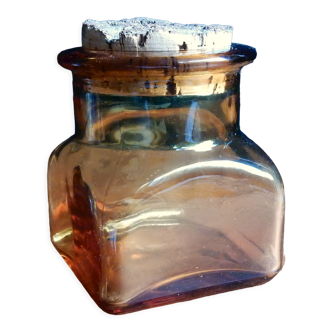 Square amber glass jar