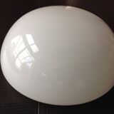 Half moon ceiling lamp in vintage white opaline 60s-70s