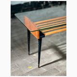 Table d'appoint en bois et verre