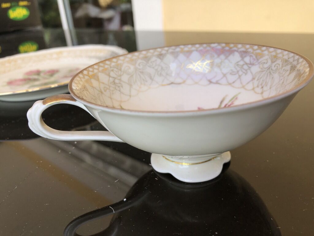 Old German porcelain cup and plate