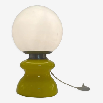 Lampe verre opalin jaune vintage fabriqué en italie, années 60