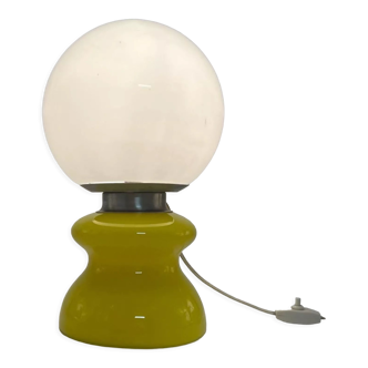 Lampe verre opalin jaune vintage fabriqué en italie, années 60