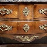 Louis XV style curved chest of drawers in marquetry circa 1880