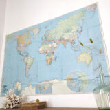 Map planisphere the world 124x82cm 60s
