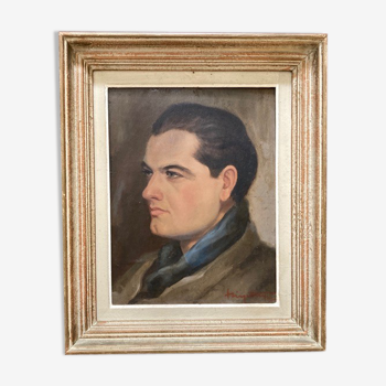 Portrait de l'homme au yeux clairs Huile sur bois 1947