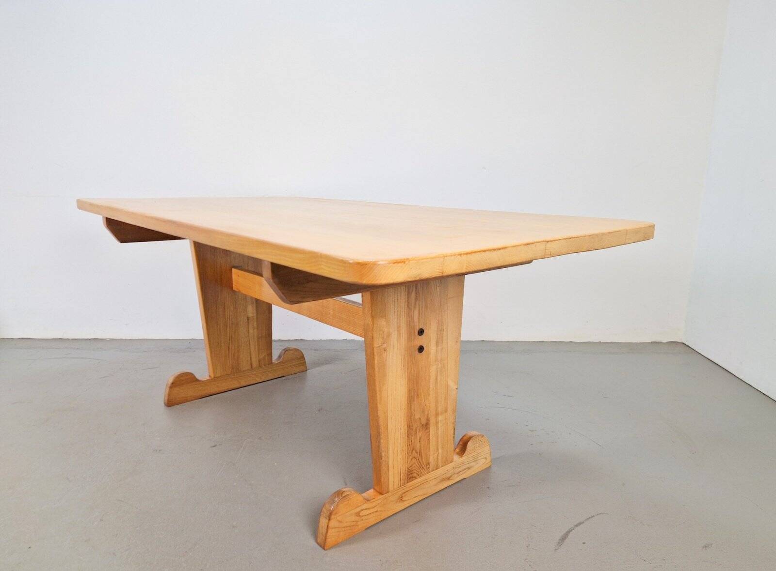 Vintage Danish Dining Room Trestle Table in Elm, 1960
