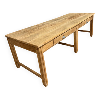 Table de métier ancienne en chêne massif à tiroirs