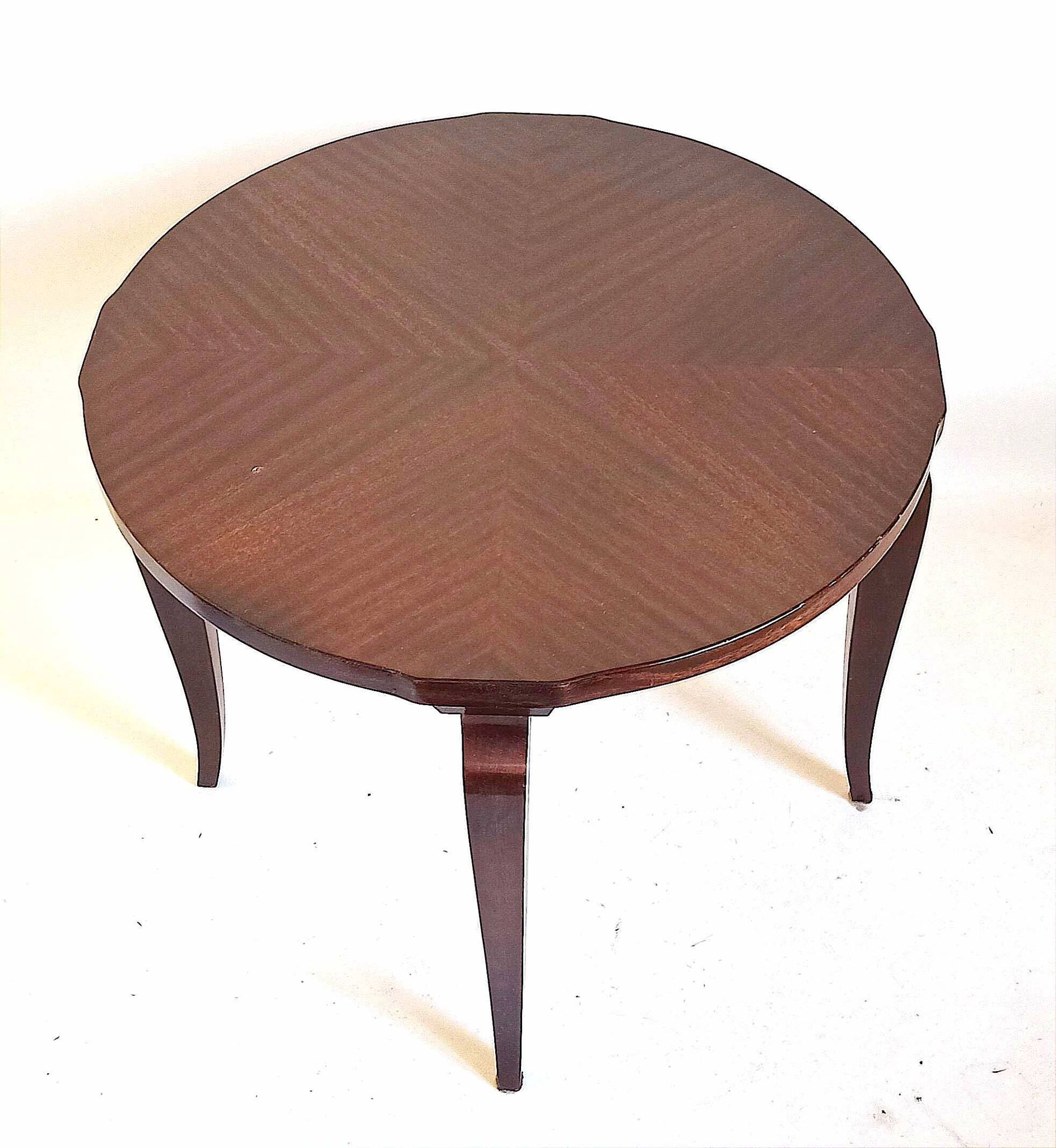 Guéridon Art Déco plaquage acajou Diamètre 60,4 cm